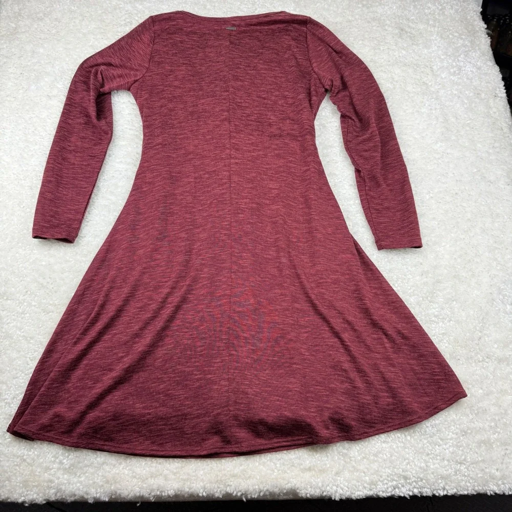 Prana Nadia Dress Women L Nocturnal Red Faux‎ Wrap Long Sleeve New With Tags